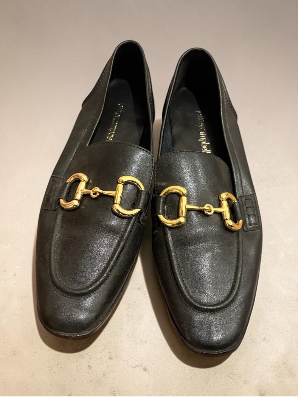 Jeffrey Campbell Black Gold Horsebit Loafers | Size 7.5 | Equestrian Y2K